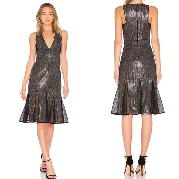 NWT X NBD Cheryl Temples Rainbow Bright Sequin Midi Dress Cutout Size XS - Picture 3 of 7